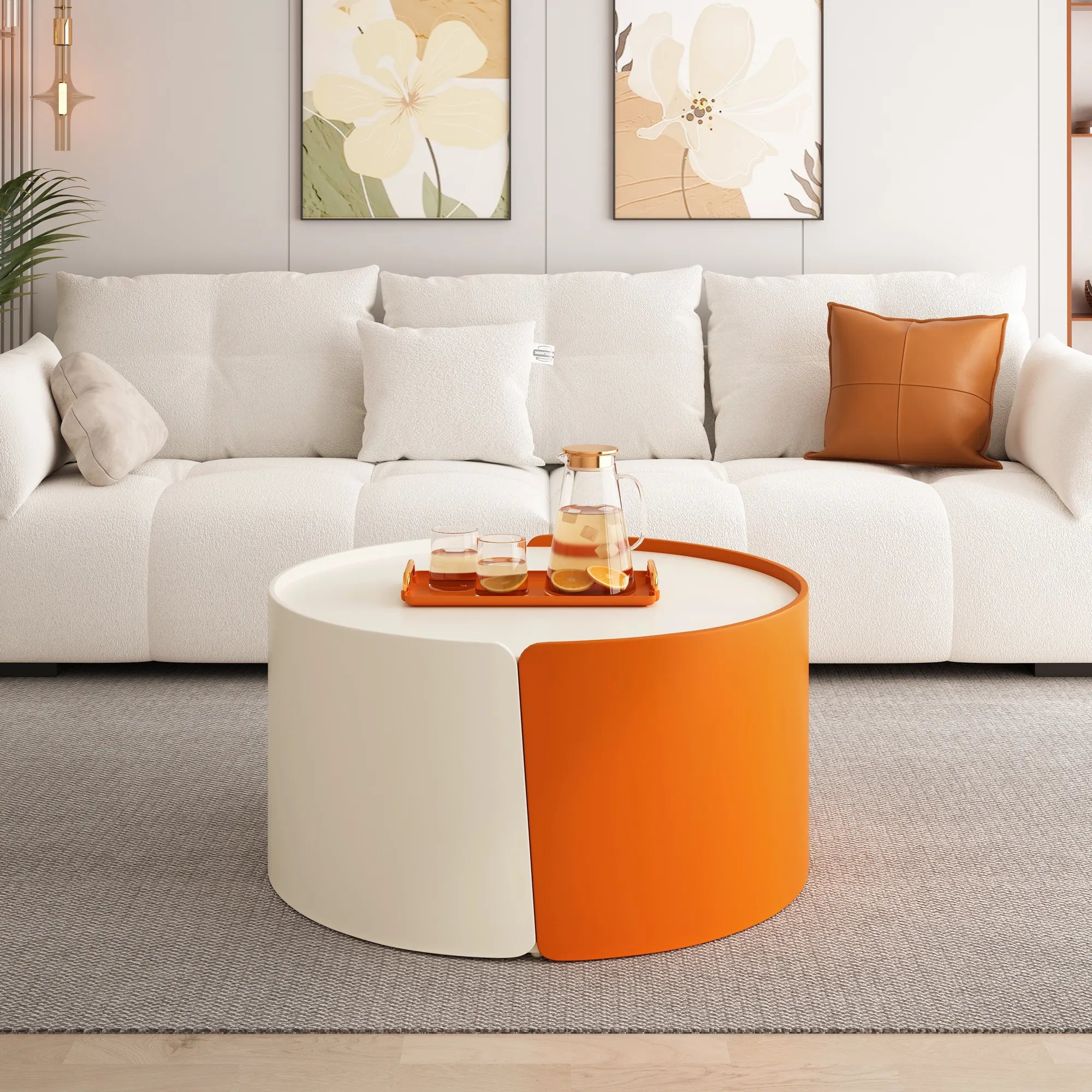 2 Pieces Modern Round Nesting Coffee Table Set