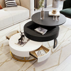 2-Piece Round Nesting Coffee Table Set with Lift-Top Storage