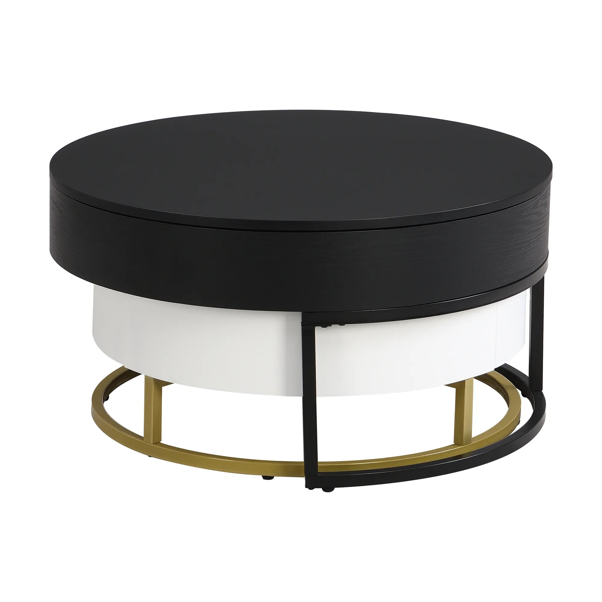 2-Piece Round Nesting Coffee Table Set with Lift-Top Storage