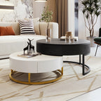 2-Piece Round Nesting Coffee Table Set with Lift-Top Storage