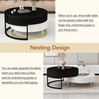 2-Piece Round Nesting Coffee Table Set with Lift-Top Storage
