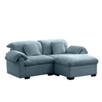 2 Seater Oversized Modern Velvet Cloud Comfort Sectional Sofa with Ottoman & Underseat Storage