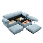 2 Seater Oversized Modern Velvet Cloud Comfort Sectional Sofa with Ottoman & Underseat Storage