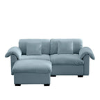 2 Seater Oversized Modern Velvet Cloud Comfort Sectional Sofa with Ottoman & Underseat Storage