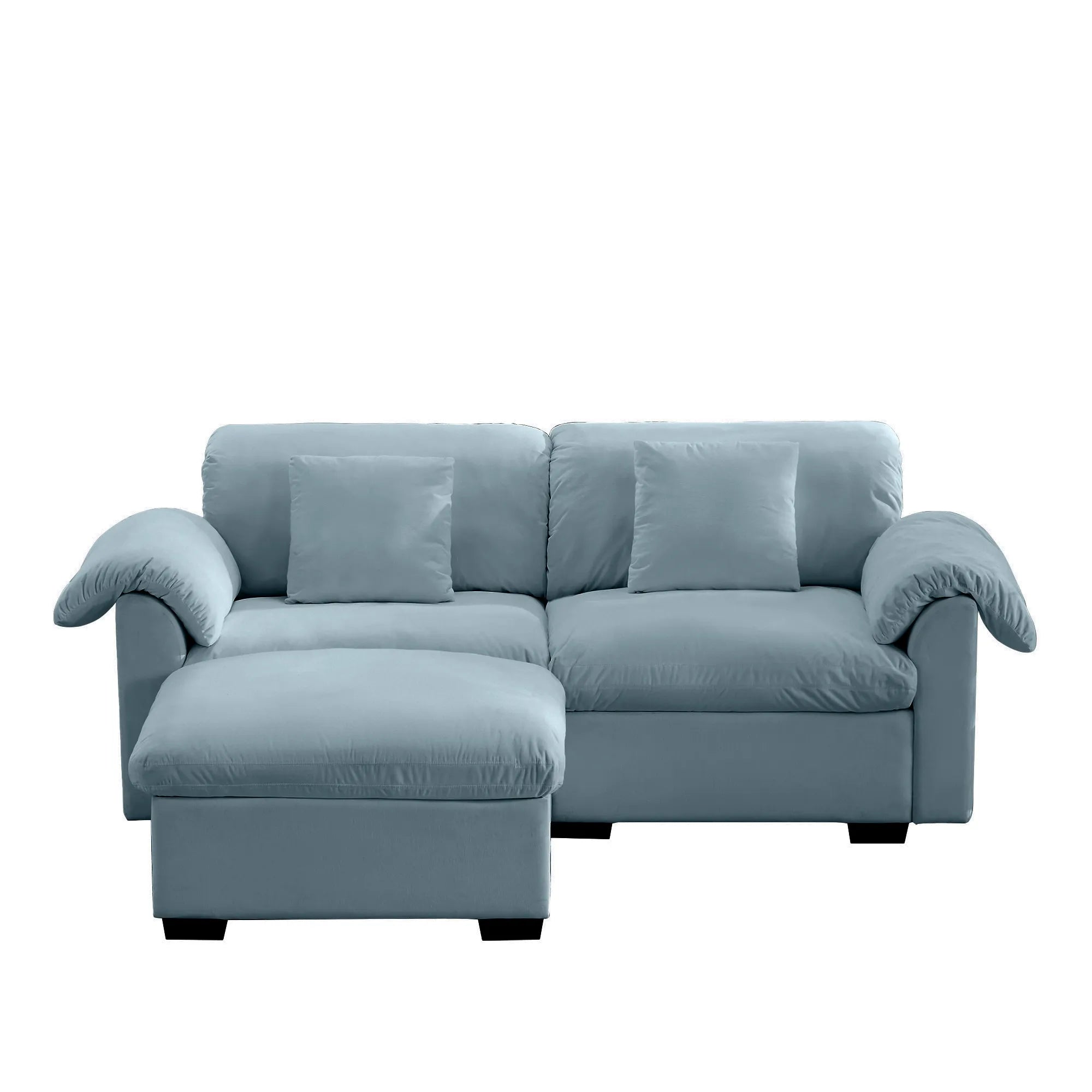 2 Seater Oversized Modern Velvet Cloud Comfort Sectional Sofa with Ottoman & Underseat Storage