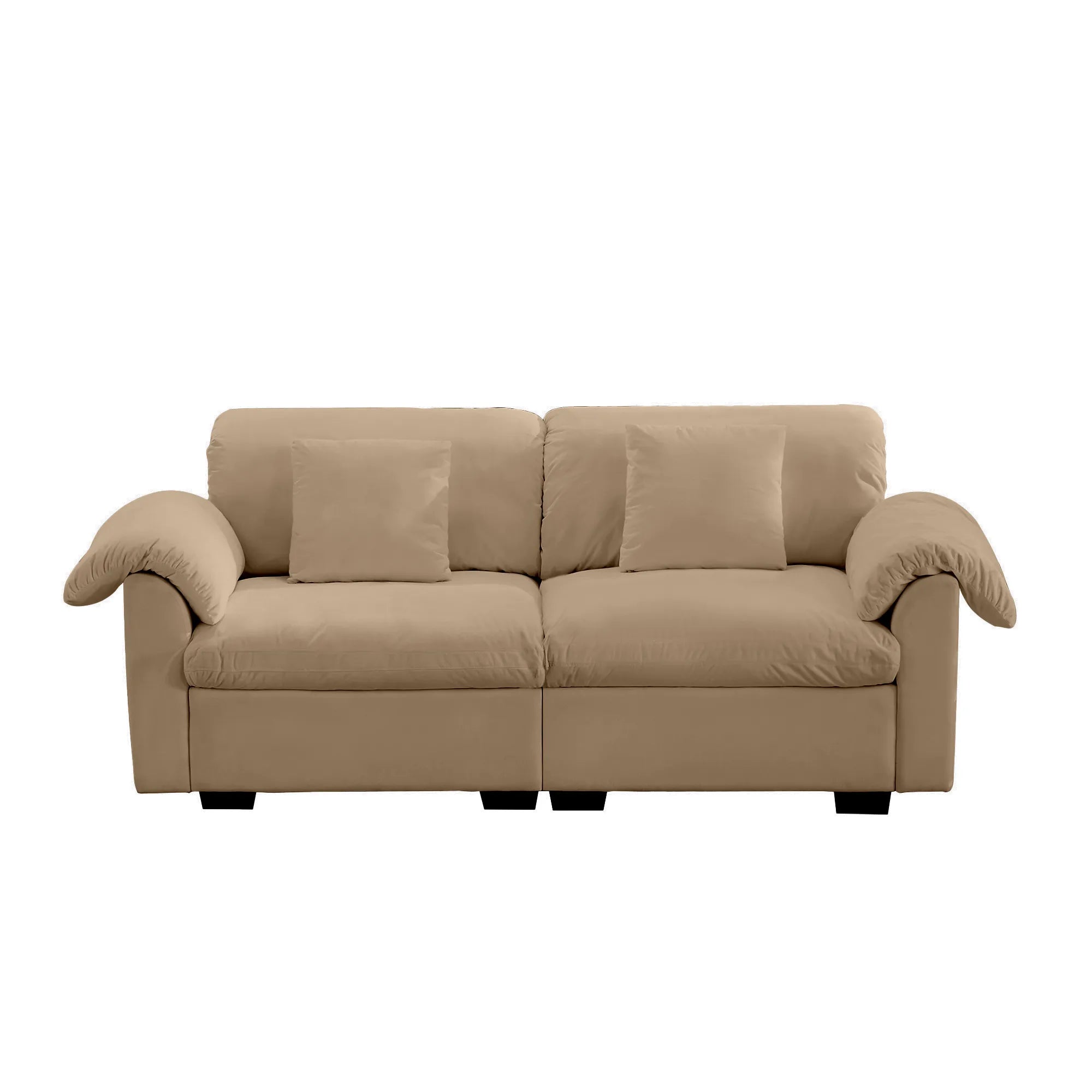 2 Seater Oversized Modern Velvet Cloud Comfort Sectional Sofa with Ottoman & Underseat Storage