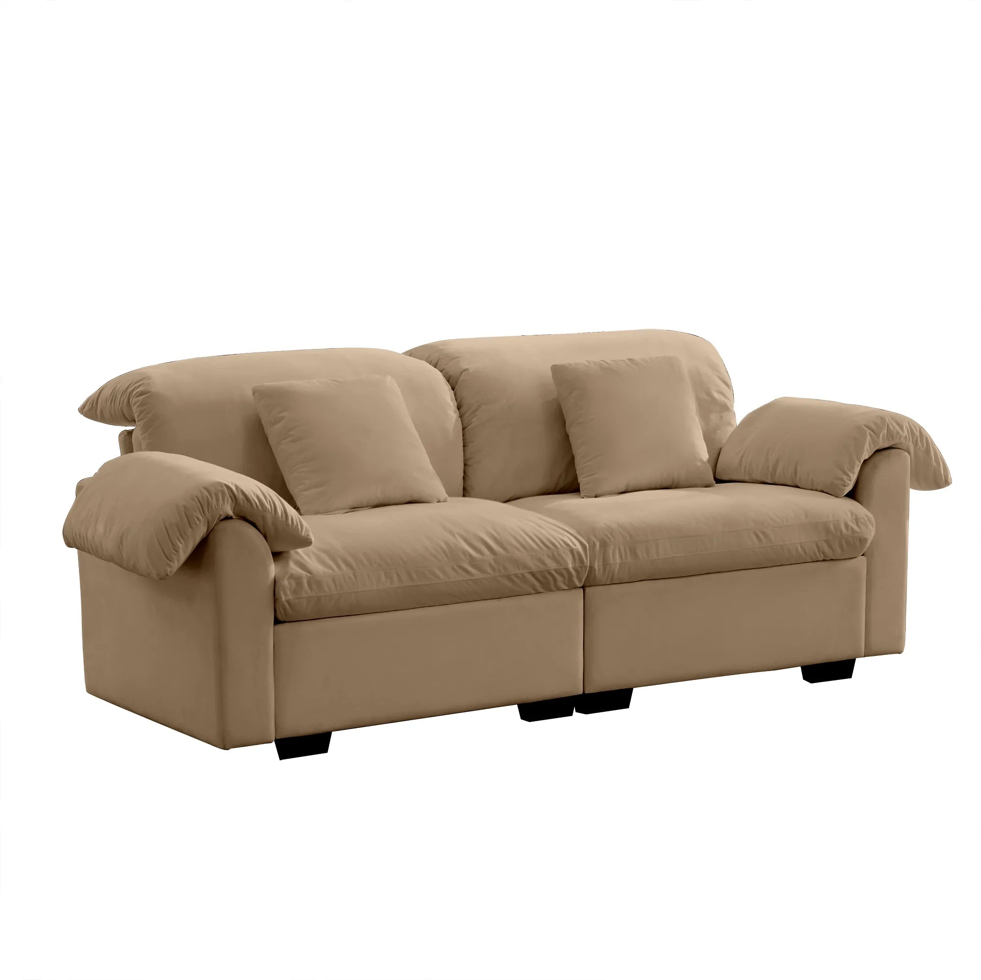 2 Seater Oversized Modern Velvet Cloud Comfort Sectional Sofa with Ottoman & Underseat Storage