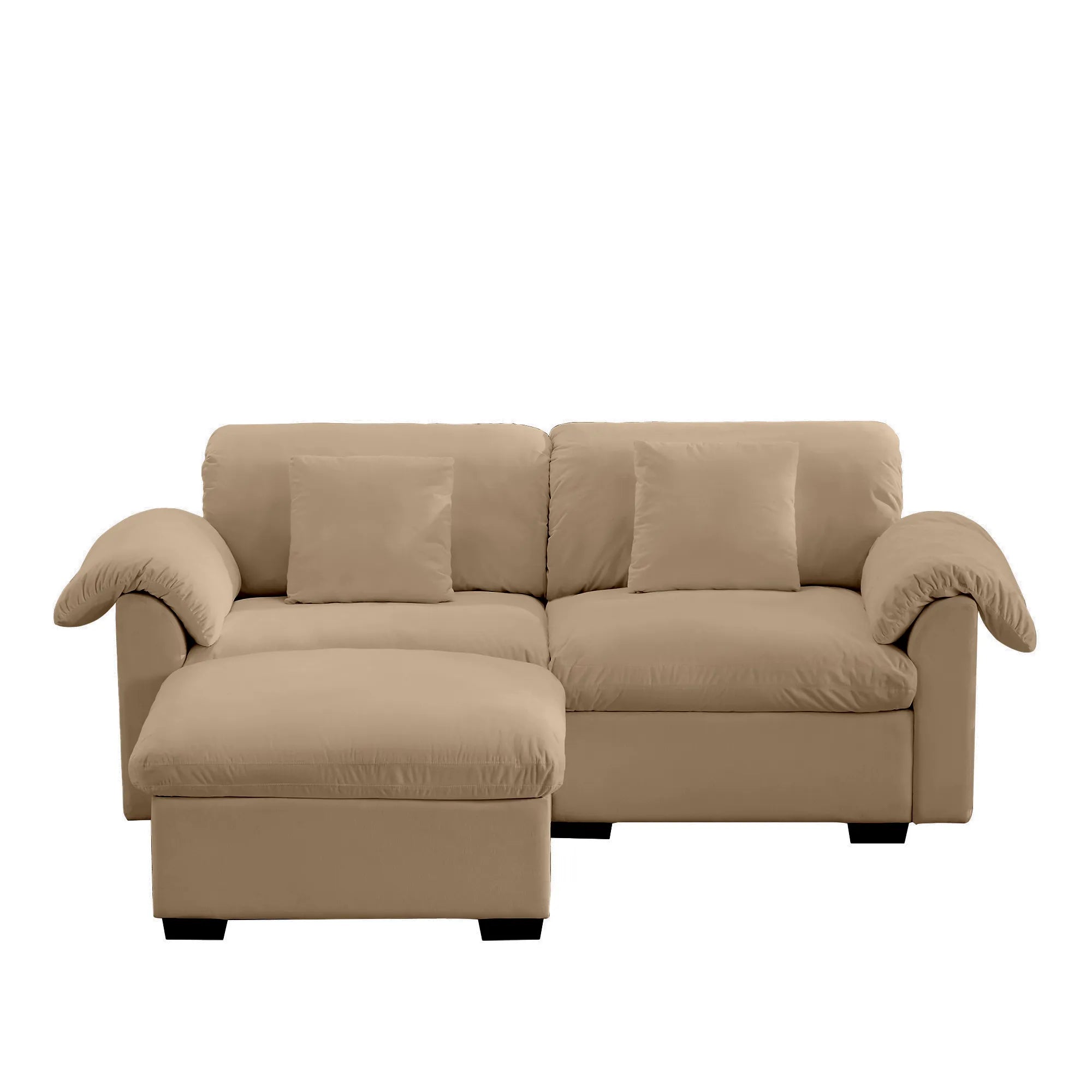 2 Seater Oversized Modern Velvet Cloud Comfort Sectional Sofa with Ottoman & Underseat Storage