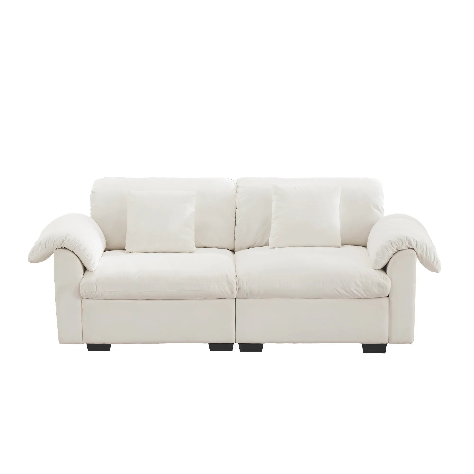 2 Seater Oversized Modern Velvet Cloud Comfort Sectional Sofa with Ottoman & Underseat Storage