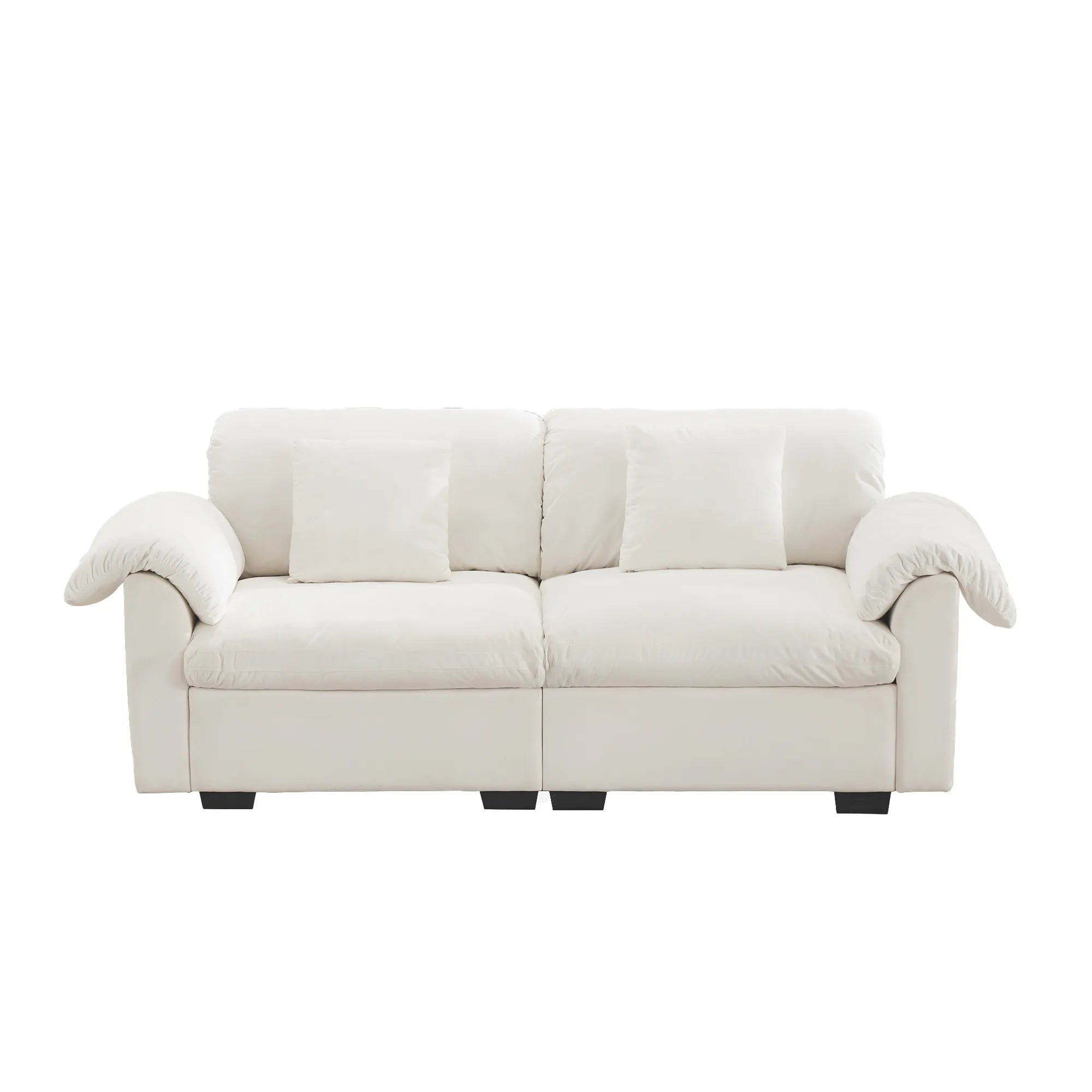 2 Seater Oversized Modern Velvet Cloud Comfort Sectional Sofa with Ottoman & Underseat Storage