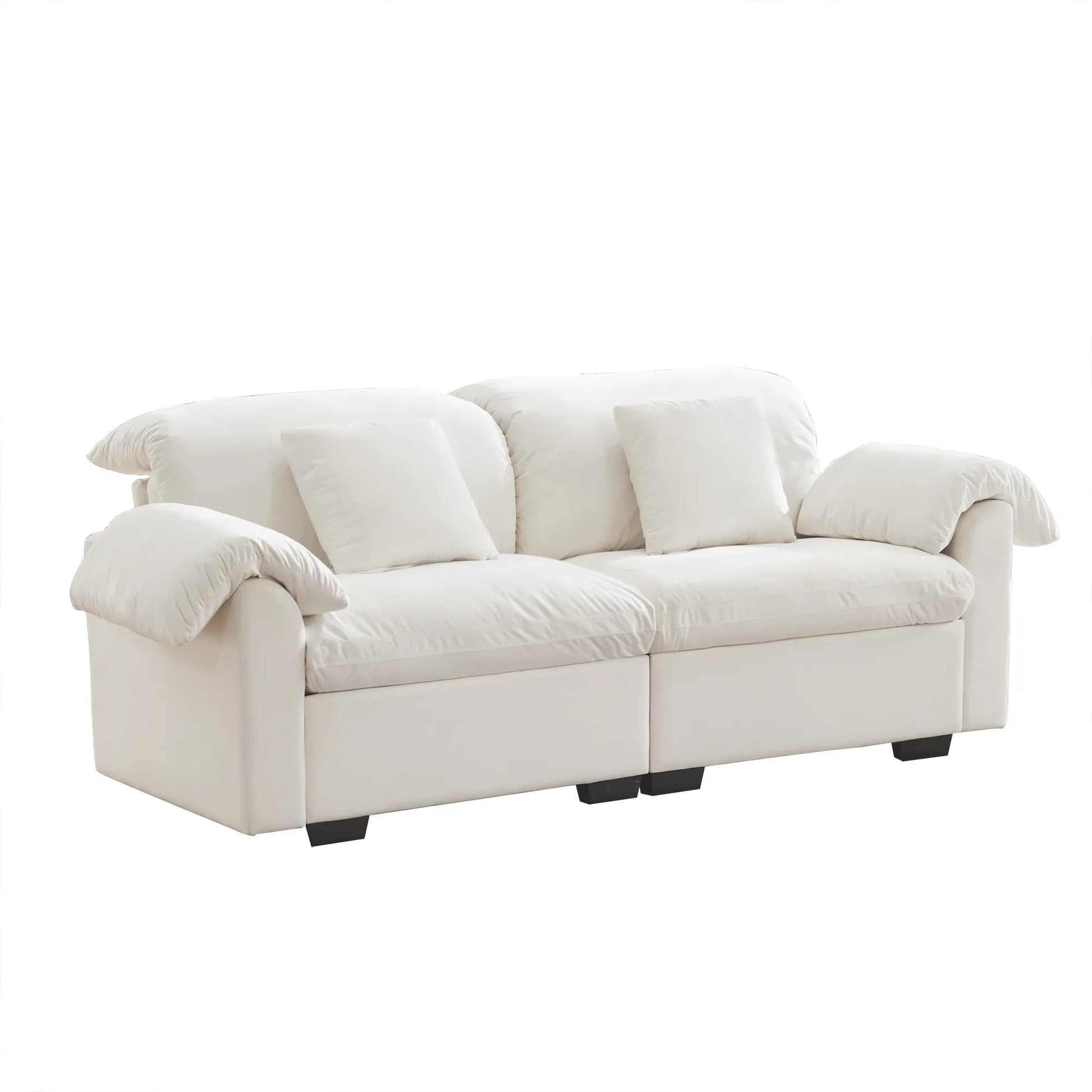 2 Seater Oversized Modern Velvet Cloud Comfort Sectional Sofa with Ottoman & Underseat Storage