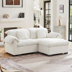 2 Seater Oversized Modern Velvet Cloud Comfort Sectional Sofa with Ottoman & Underseat Storage