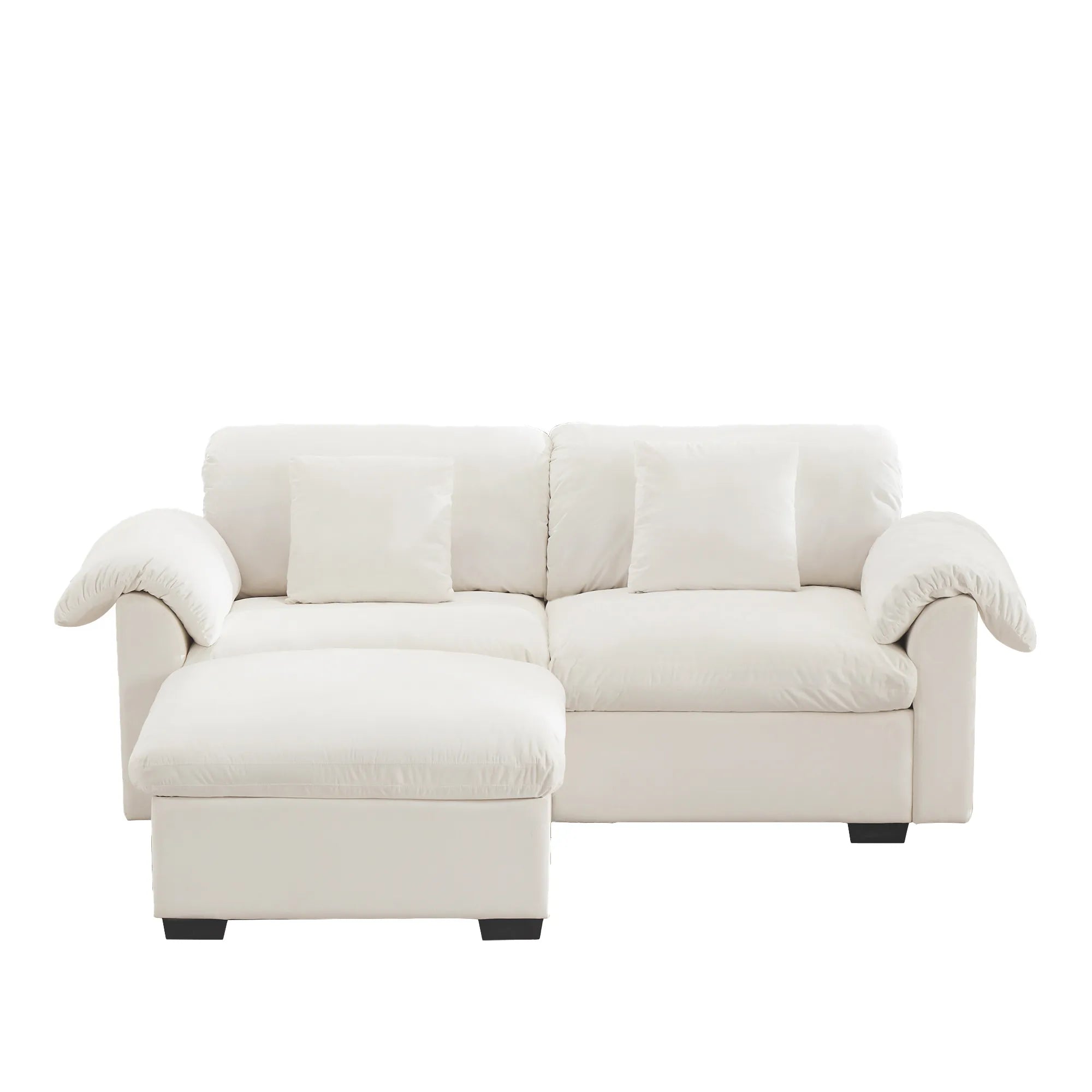 2 Seater Oversized Modern Velvet Cloud Comfort Sectional Sofa with Ottoman & Underseat Storage