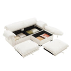 2 Seater Oversized Modern Velvet Cloud Comfort Sectional Sofa with Ottoman & Underseat Storage
