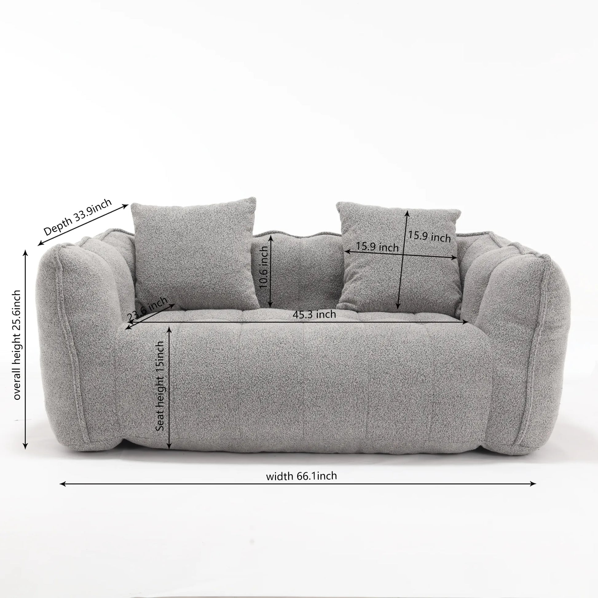 2 Seater Soft Beanbag Sofa Chair with High Resilience Foam