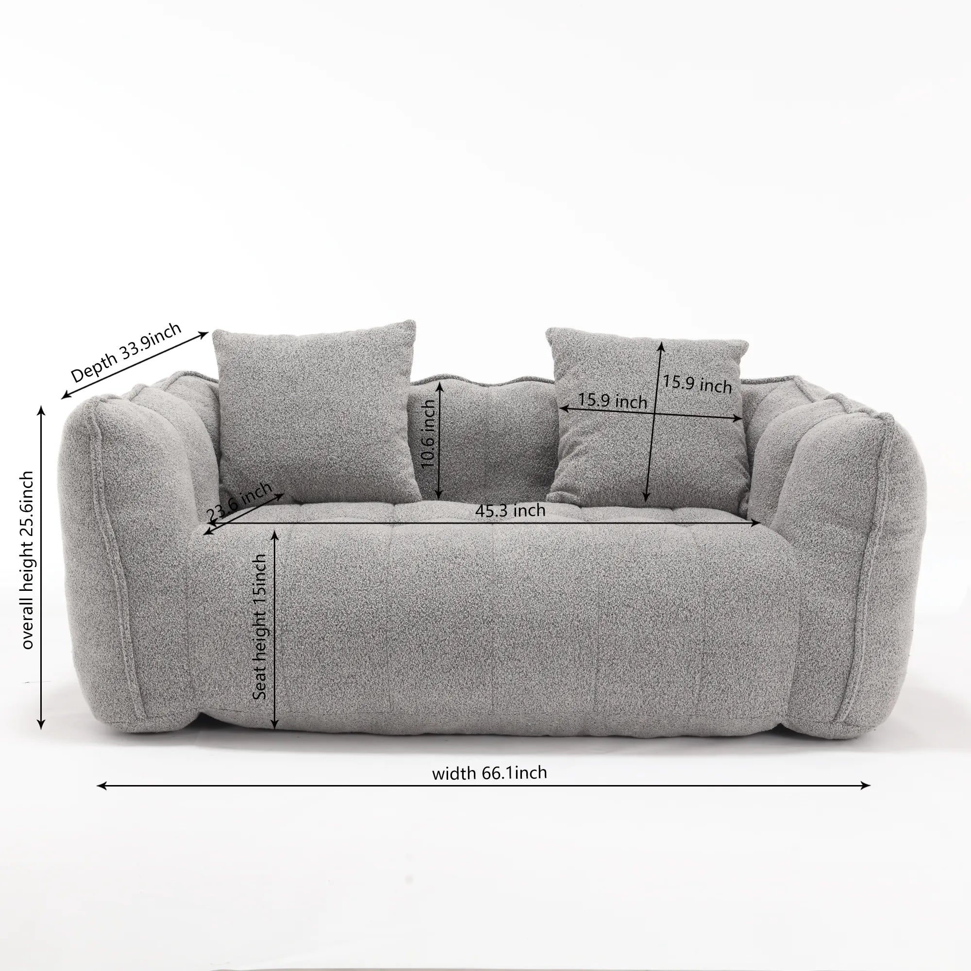 2 Seater Soft Beanbag Sofa Chair with High Resilience Foam