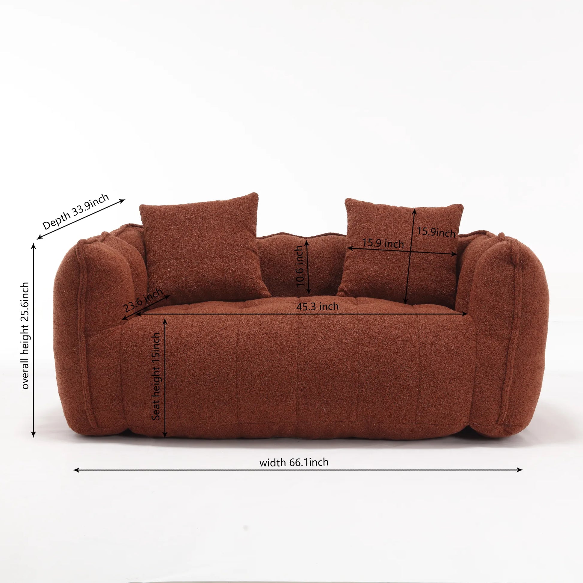 2 Seater Soft Beanbag Sofa Chair with High Resilience Foam