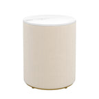 3-Drawer Round Nightstand, Velvet Upholstered