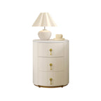 3-Drawer Round Nightstand, Velvet Upholstered