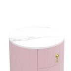 3-Drawer Round Nightstand, Velvet Upholstered