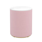 3-Drawer Round Nightstand, Velvet Upholstered