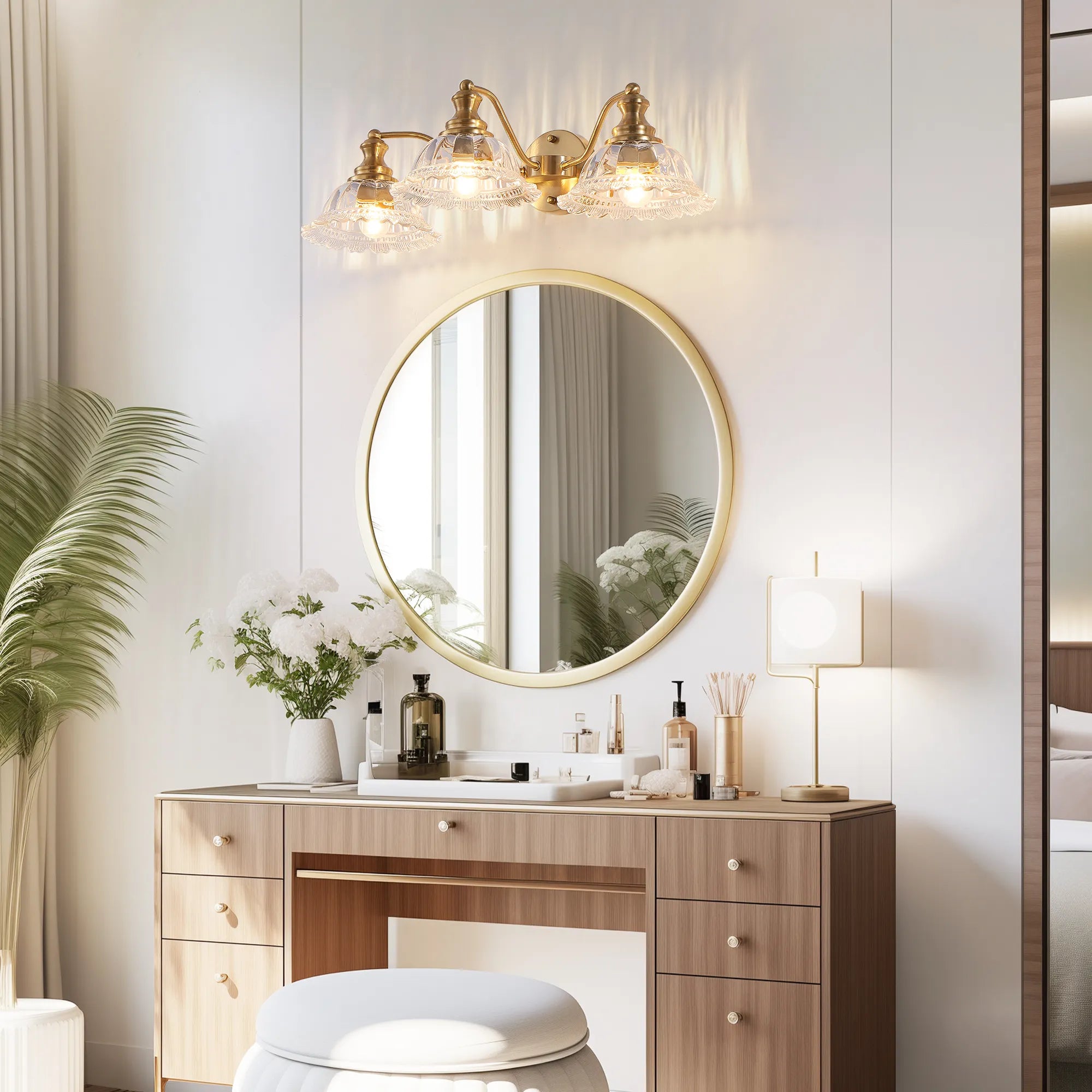 3-Light Vintage Gold Wall Sconce