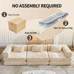 3-Seat Modular Convertible Floor Sofa Bed