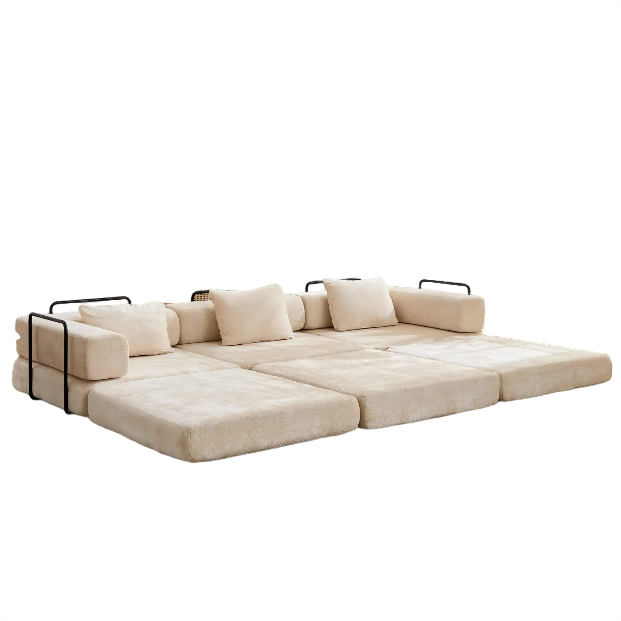 3-Seat Modular Convertible Floor Sofa Bed
