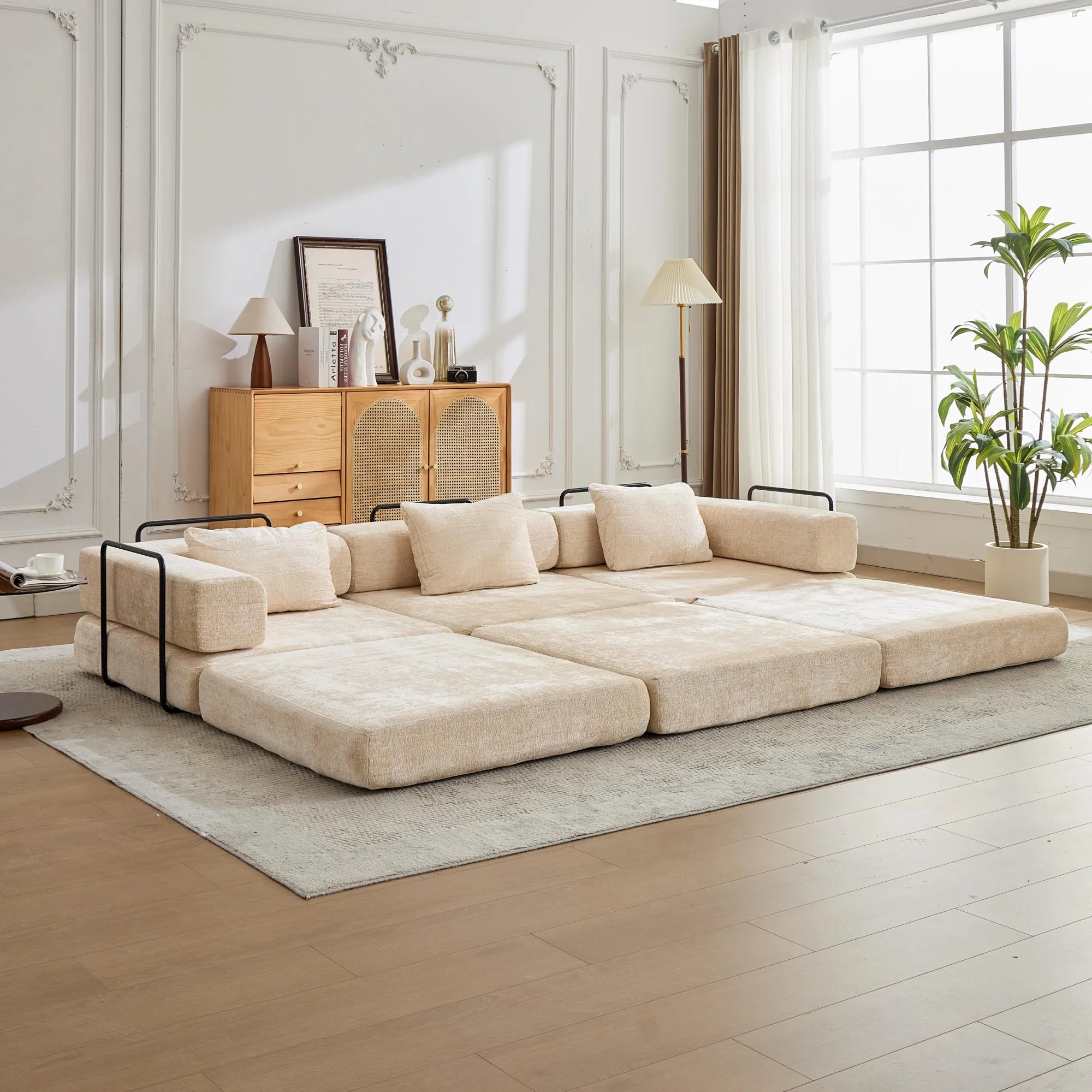 3-Seat Modular Convertible Floor Sofa Bed