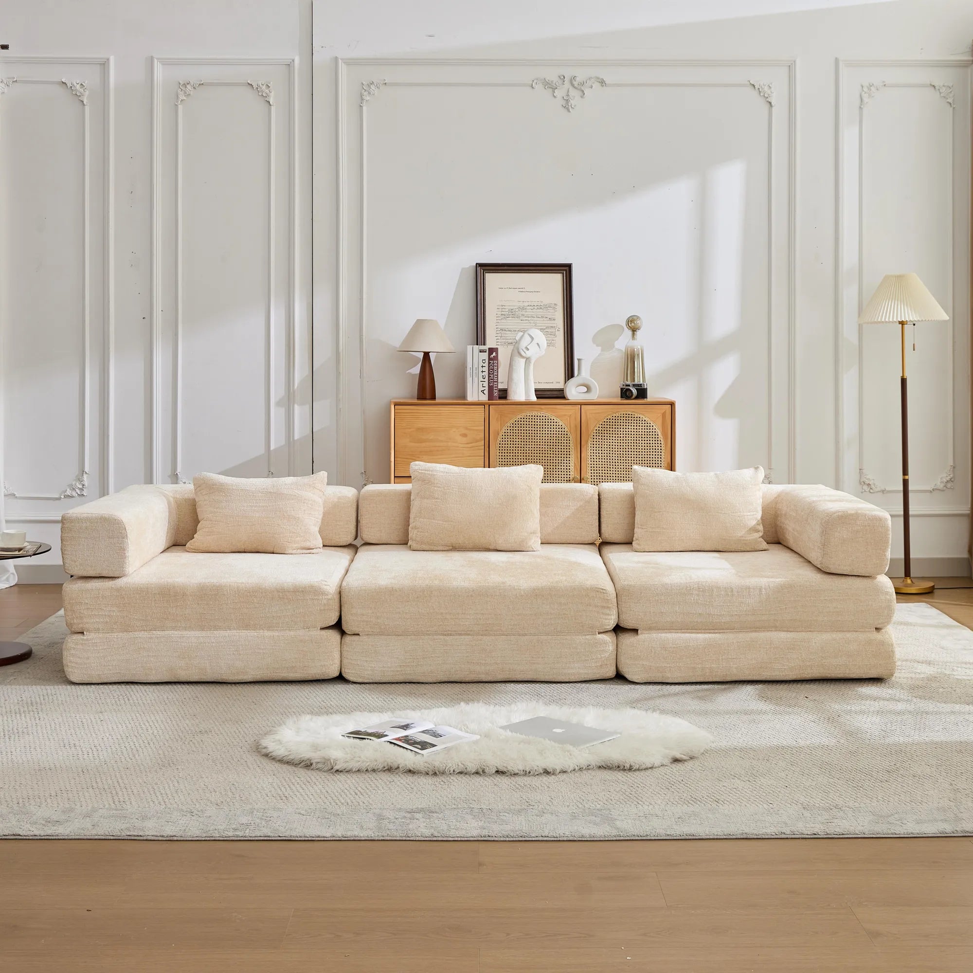 3-Seat Modular Convertible Floor Sofa Bed