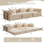 3-Seat Modular Convertible Floor Sofa Bed