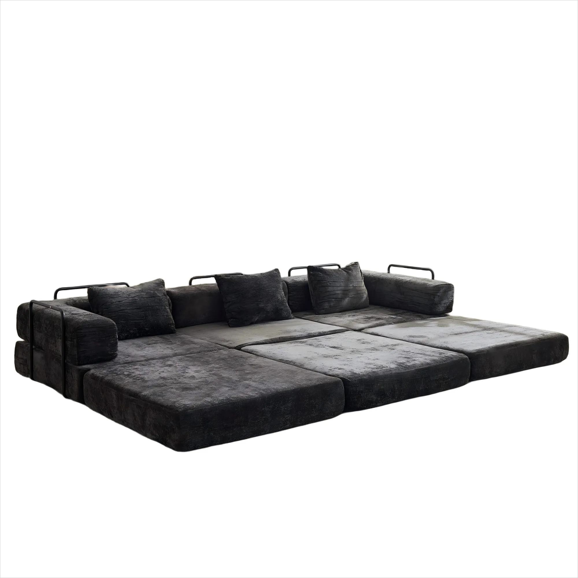 3-Seat Modular Convertible Floor Sofa Bed