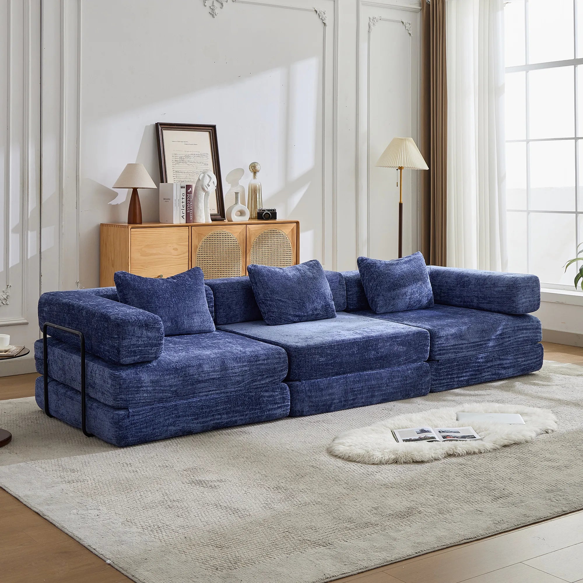 3-Seat Modular Convertible Floor Sofa Bed