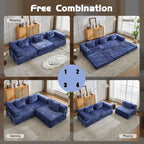 3-Seat Modular Convertible Floor Sofa Bed