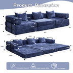 3-Seat Modular Convertible Floor Sofa Bed