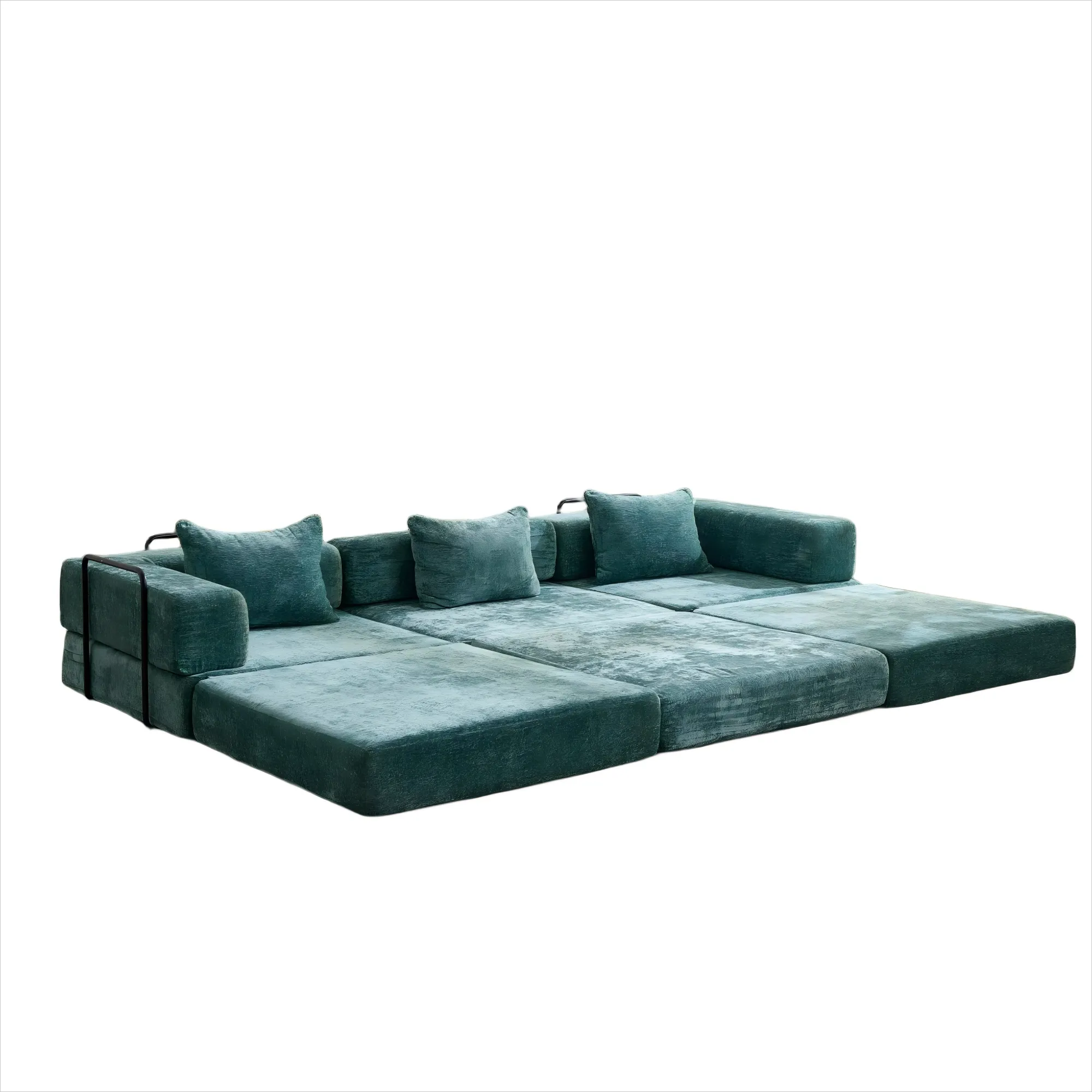 3-Seat Modular Convertible Floor Sofa Bed