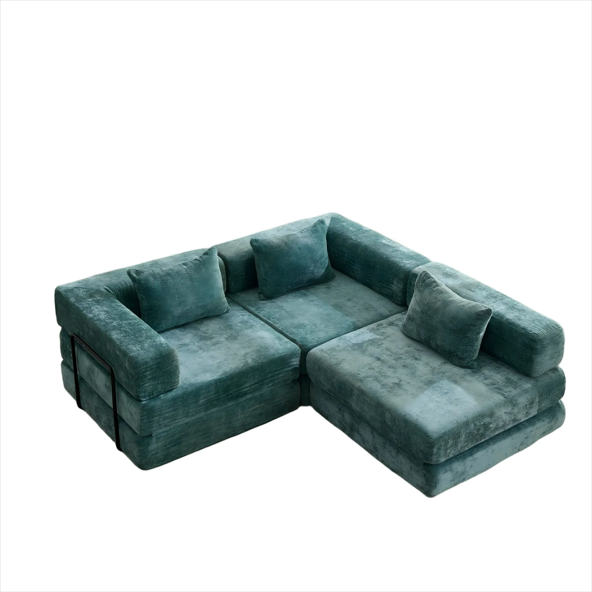 3-Seat Modular Convertible Floor Sofa Bed