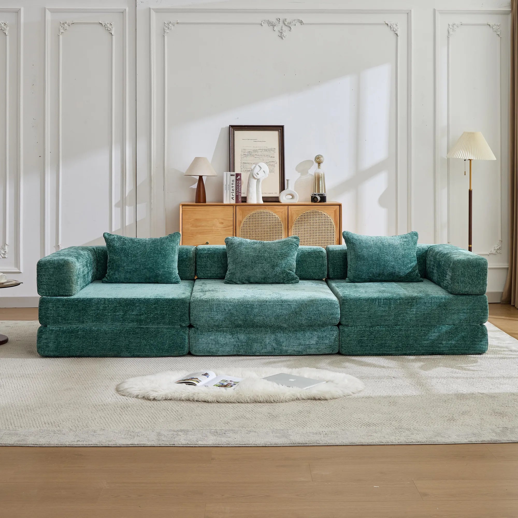 3-Seat Modular Convertible Floor Sofa Bed
