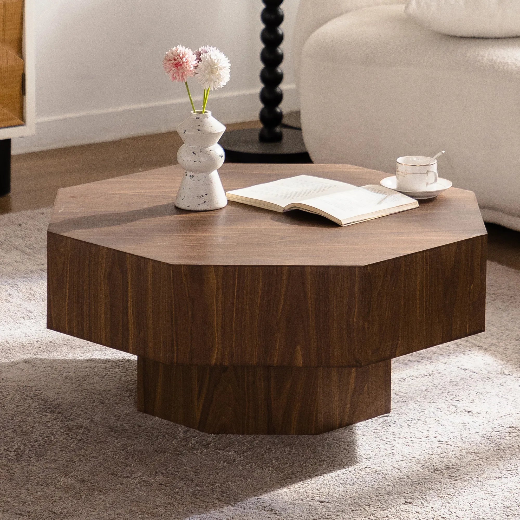 30.5” Octagonal Walnut Coffee Table
