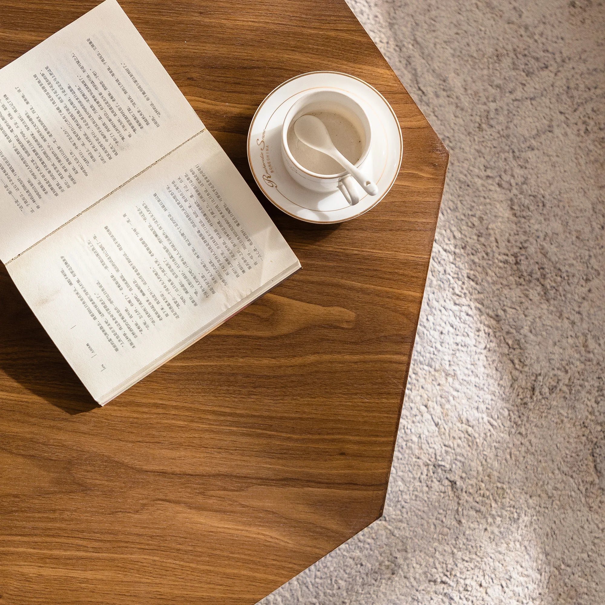 30.5” Octagonal Walnut Coffee Table