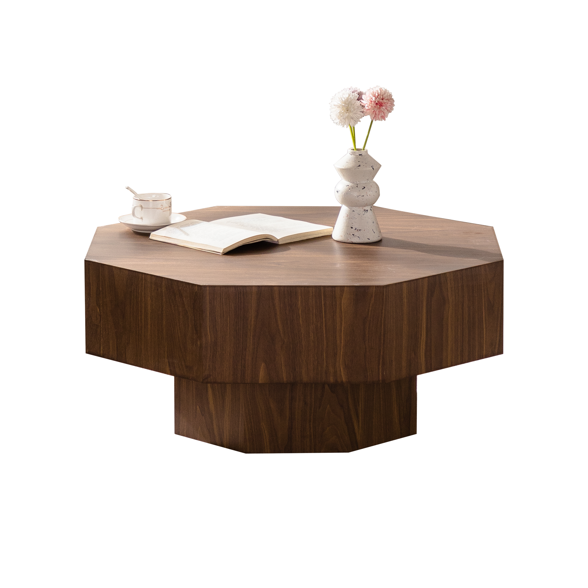 30.5” Octagonal Walnut Coffee Table