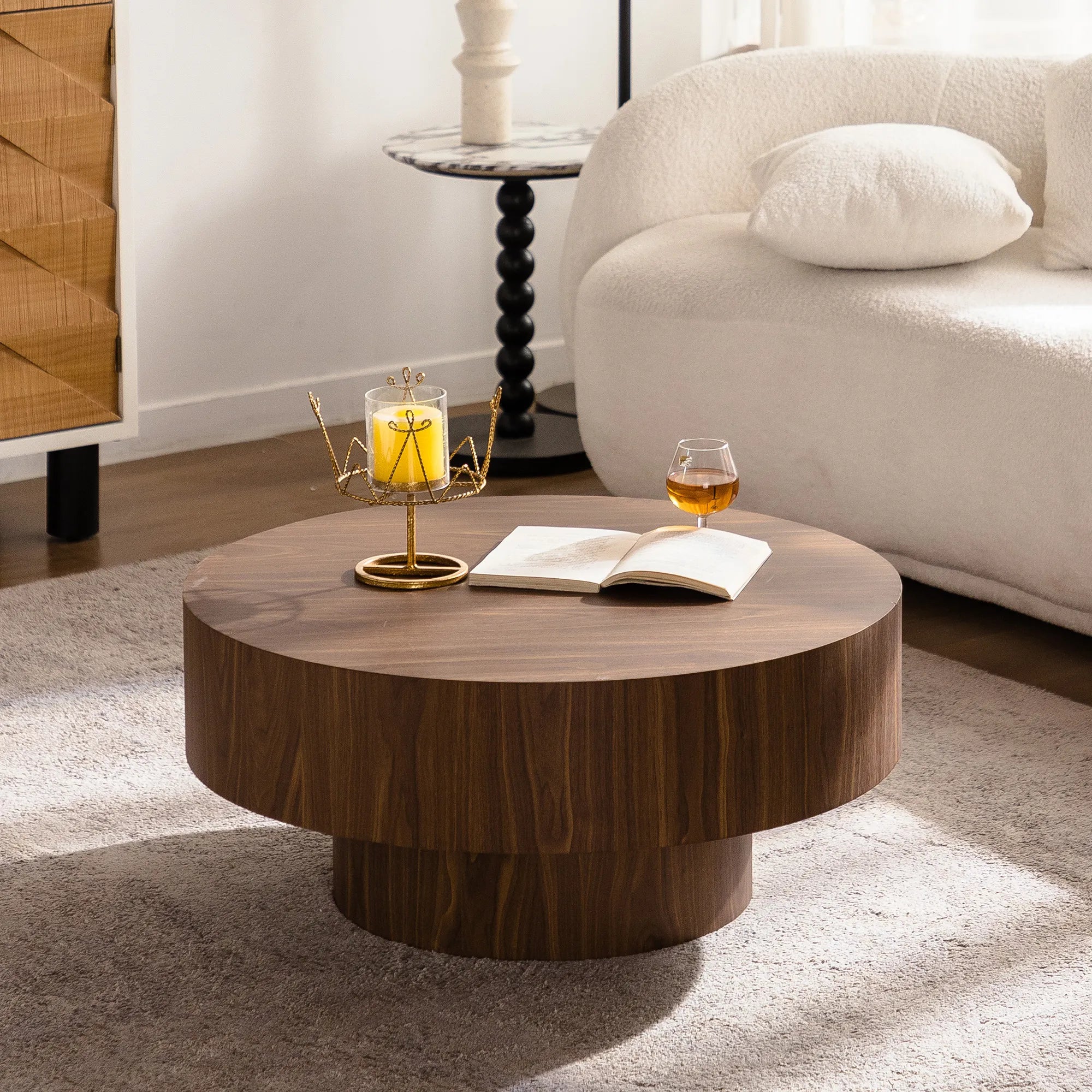 30.5” Round Walnut Coffee Table