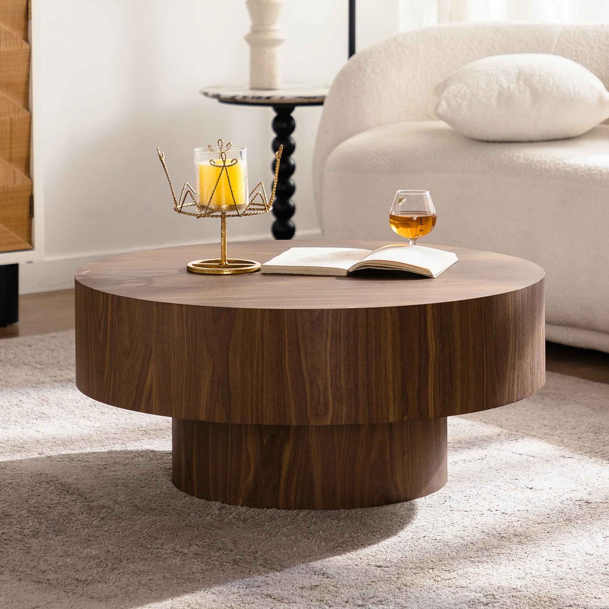30.5” Round Walnut Coffee Table