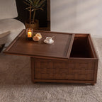 31.5" Farmhouse Square Coffee Table with Large Storage