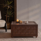 31.5" Farmhouse Square Coffee Table with Large Storage