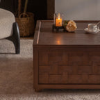 31.5" Farmhouse Square Coffee Table with Large Storage