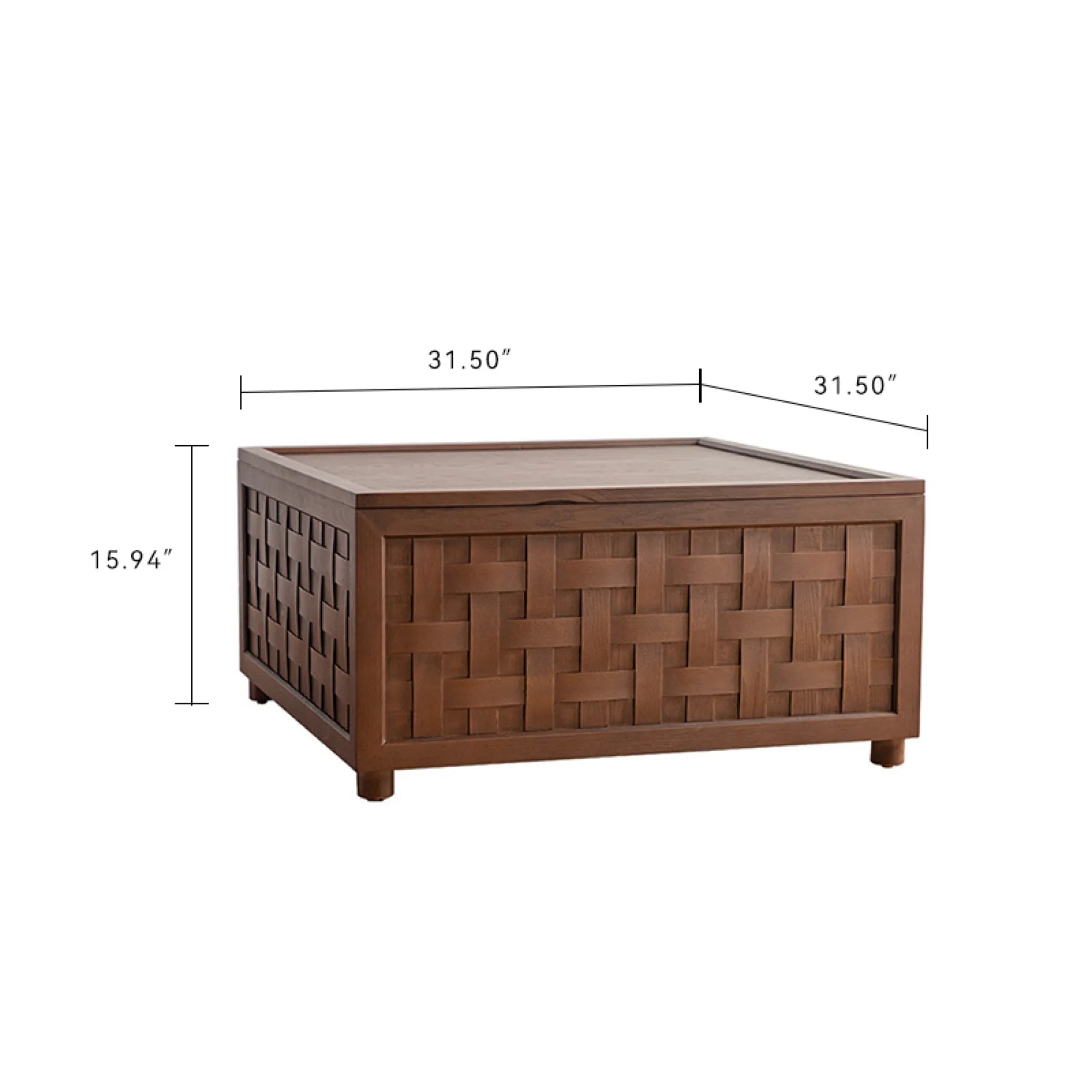 31.5" Farmhouse Square Coffee Table with Large Storage