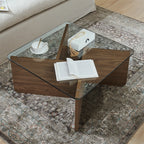 31.5" Glass Top Coffee Table, Mid-Century Modern