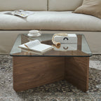 31.5" Glass Top Coffee Table, Mid-Century Modern