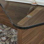 31.5" Glass Top Coffee Table, Mid-Century Modern